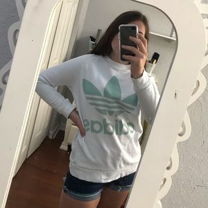NWOT adidas white and mint crew neck sweatshirt